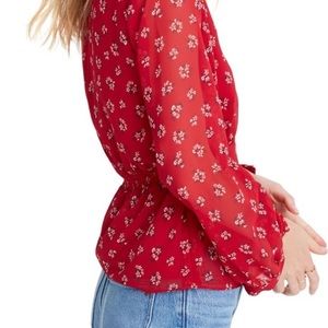 Madewell red floral peplum